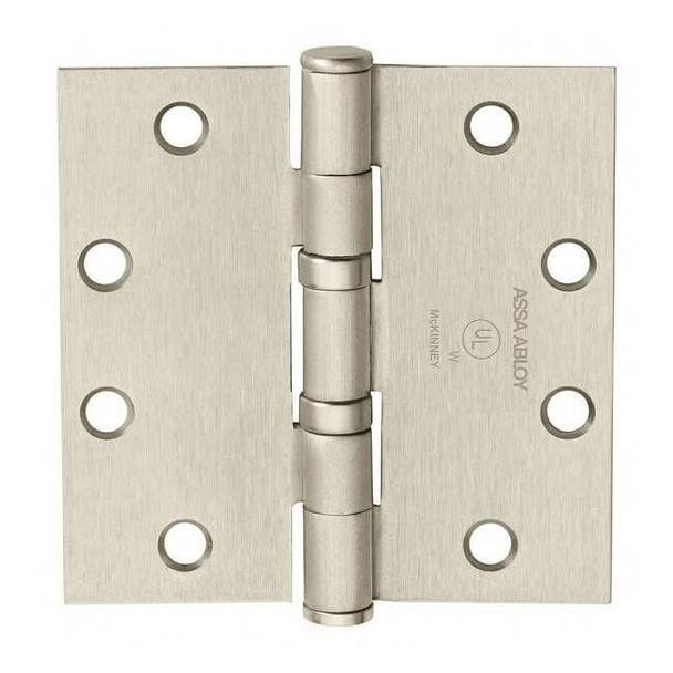 Butt Hinge, Steel, Flush Mounting, 1 11/16 in Leaf W x 4 in Leaf H, Satin Nickel