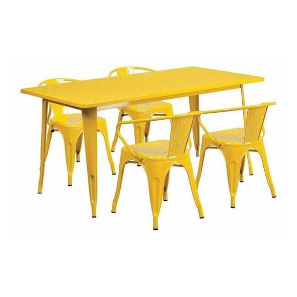 Rectangle 31.5" W, 63" L, 29.5" H, Metal, Yellow