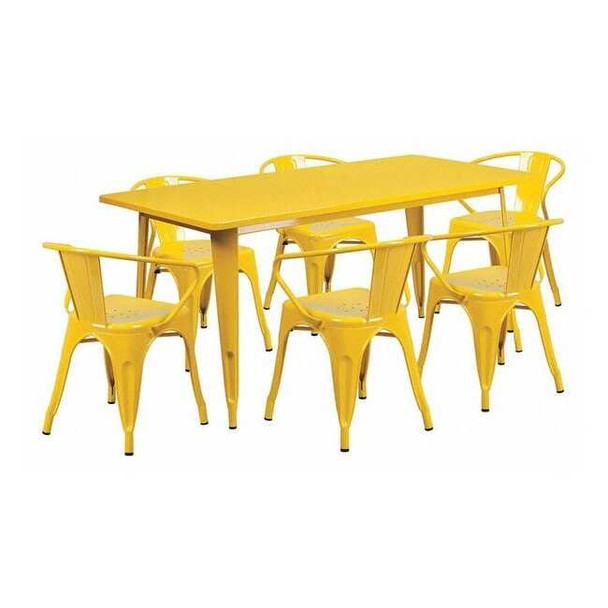 Rectangle 31.5" W, 63" L, 29.5" H, Metal, Yellow