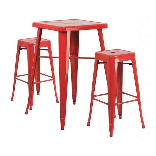 Square 27.75" W, 27.75" L, 40" H, Metal, Red