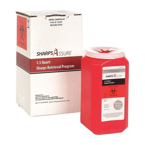 Sharps Assure Sharps Container,1/4 gal.,Red,Snap Lid SA1Q