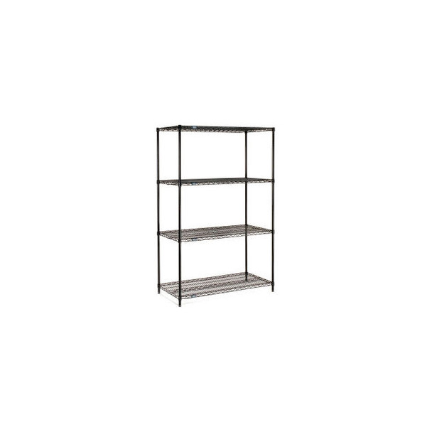 Nexel 4 Shelf Black Epoxy Wire Shelving Unit Starter 24""W x 14""D x 96""H