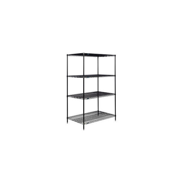 Nexel 4 Shelf Black Epoxy Wire Shelving Unit Starter 36""W x 30""D x 96""H