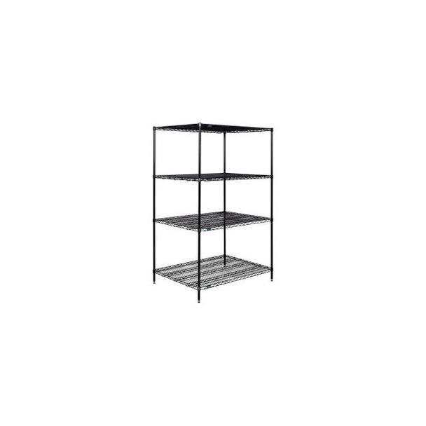 Nexel 4 Shelf Black Epoxy Wire Shelving Unit Starter 72""W x 36""D x 96""H