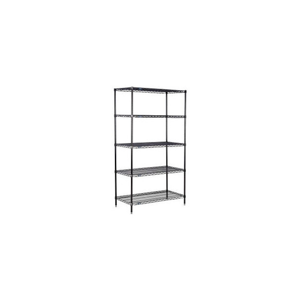 Nexel 5 Shelf Black Epoxy Wire Shelving Unit Starter 54""W x 14""D x 96""H