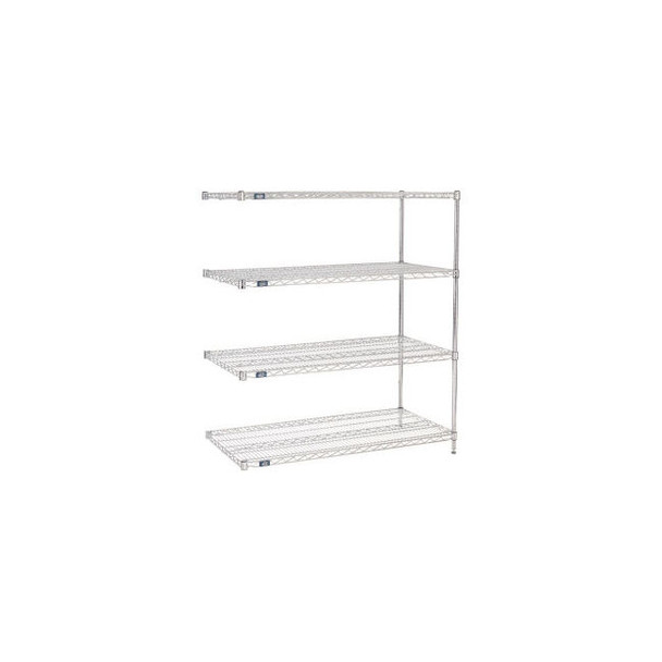Nexel 4 Shelf Chrome Wire Shelving Unit Add On 36""W x 14""D x 96""H