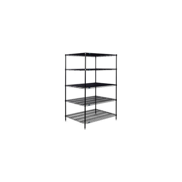Nexel 5 Shelf Black Epoxy Wire Shelving Unit Starter 48""W x 36""D x 96""H