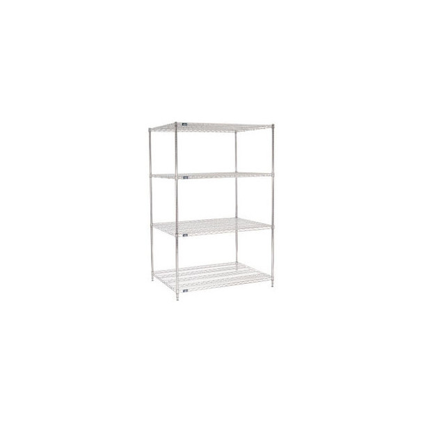 Nexel 4 Shelf Chrome Wire Shelving Unit Starter 48""W x 36""D x 96""H