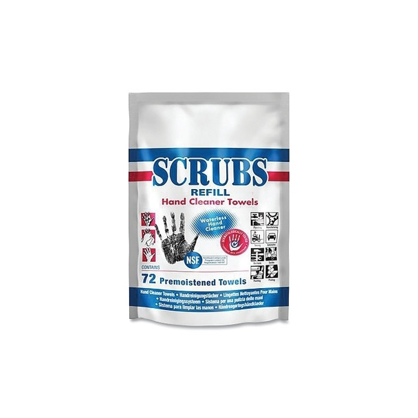Scrubs-In-A-Bucket® Hand Cleaning Towel Refill, Blue/White, 10.5 in W, 12 in L, 72 Wipes