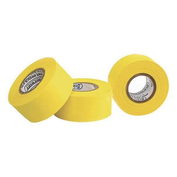Masking Tape, 1 in W x 15 yd L, 6.3 mil Thick, Yellow, Rubber Adhesive, 3 PK