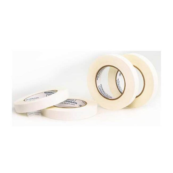 Masking Tape, 3/4 in W x 60 yd L, 6.3 mil Thick, White, Rubber Adhesive, 4 PK