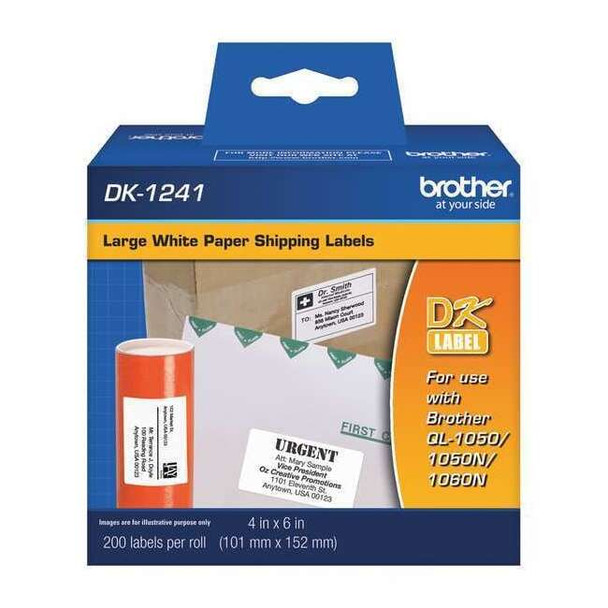 Brother Printer Label, Black/White, Labels/Roll: 200 DK1241