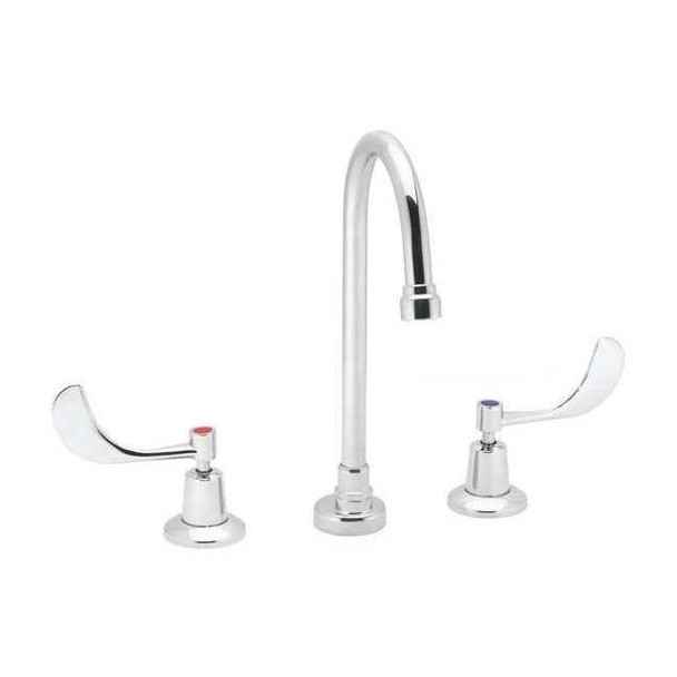 Manual Gooseneck Bathroom Faucet, 8" Mount, Polished Chrome 3 Hole