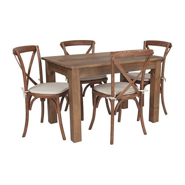 Flash Furniture Farm Table,4 Chair Cushions Set,46"x30" XA-FARM-17-GG
