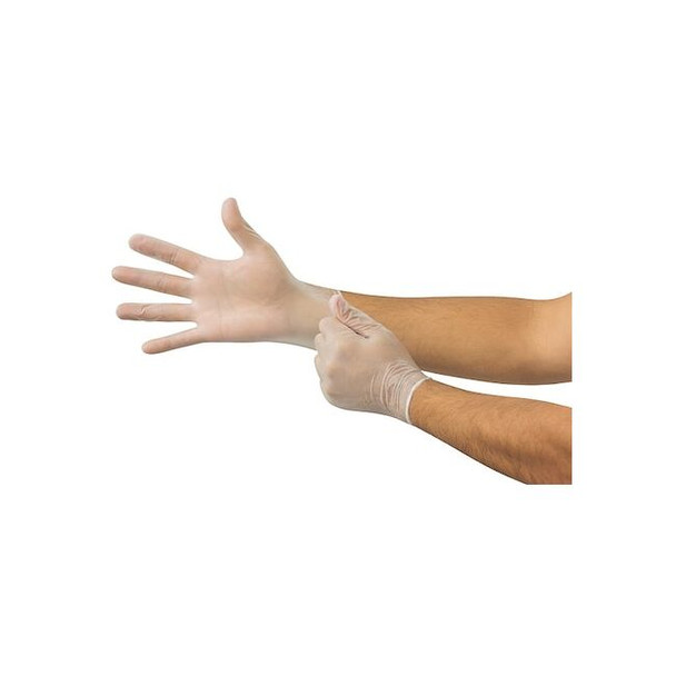 Ansell Disposable Gloves, 2.8 mil Palm, Vinyl, Powdered, M, 100 PK, Clear V242