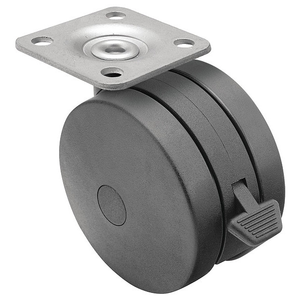 75mm Non-Marking Nylon Swivel Caster, Side Brake, Loads Up To 165 lb