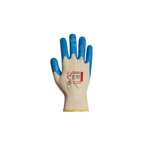 Coated Gloves, Nitrile, Smooth, 4-Mar, 4 Abrasion Level, Blue/White, L (9) 12 PK