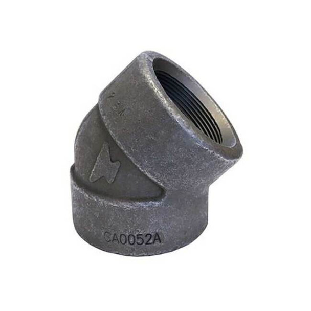 45 Degree Elbow 45 Degree Elbow, 3/4" Pipe, FNPT, Black Forged Steel, Class 3000