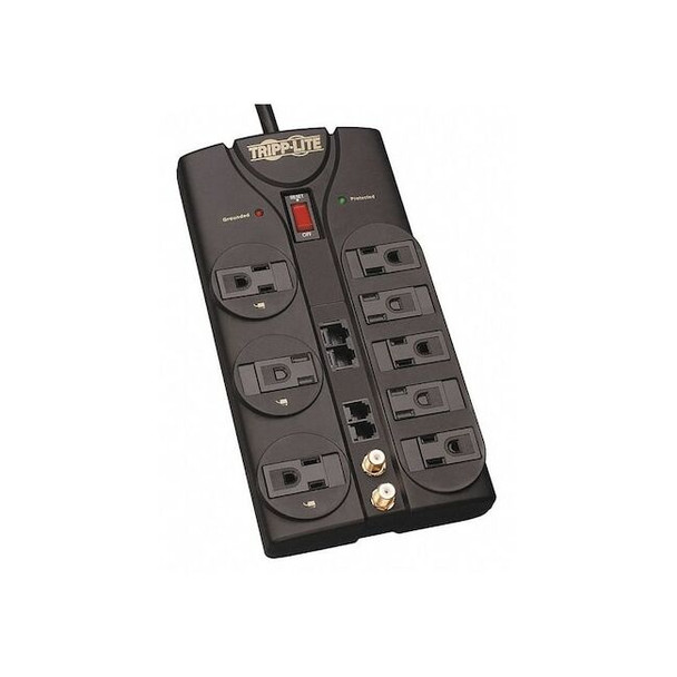 Tripp Lite Power Strip, Surge, 8 5-15R, 5-15P, 10 ft., Black TLP810NET Pack of 2