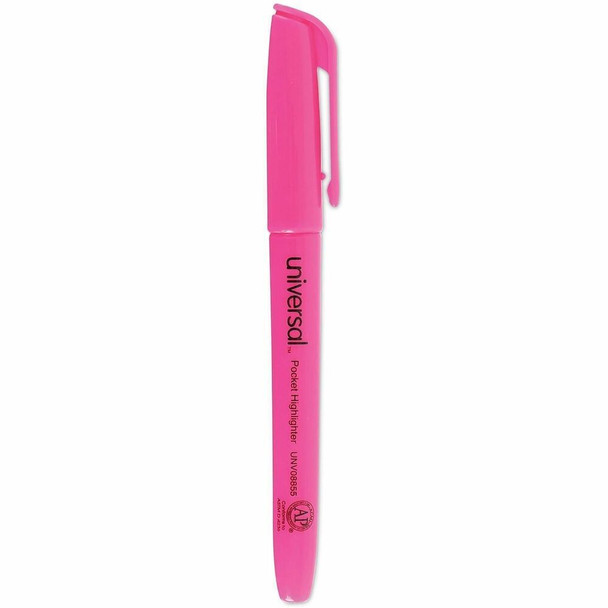Universal Highlighter - Fluorescent Pink Ink - Pink Barrel - 12 / Dozen