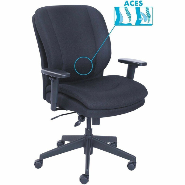 Serta Chair - 5-star Base - Black - Memory Foam, Fabric - Armrest - 1 Each
