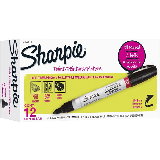 Sharpie Oil-based Paint Markers - Black Ink - Oil Based - 12 / Dozen