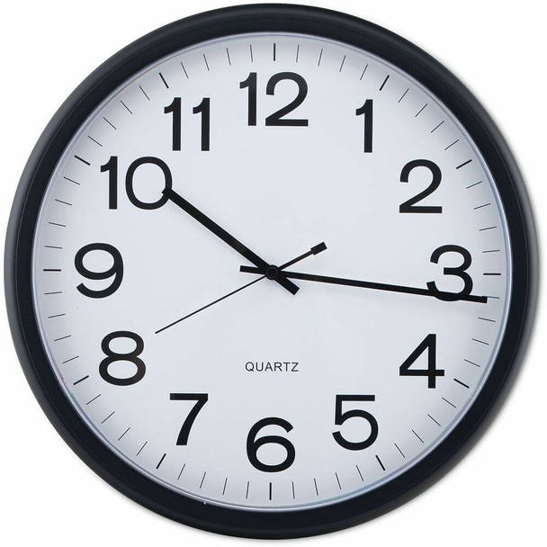 Universal Wall Clock - Analog - Quartz - White Main Dial - Black Case - Plastic