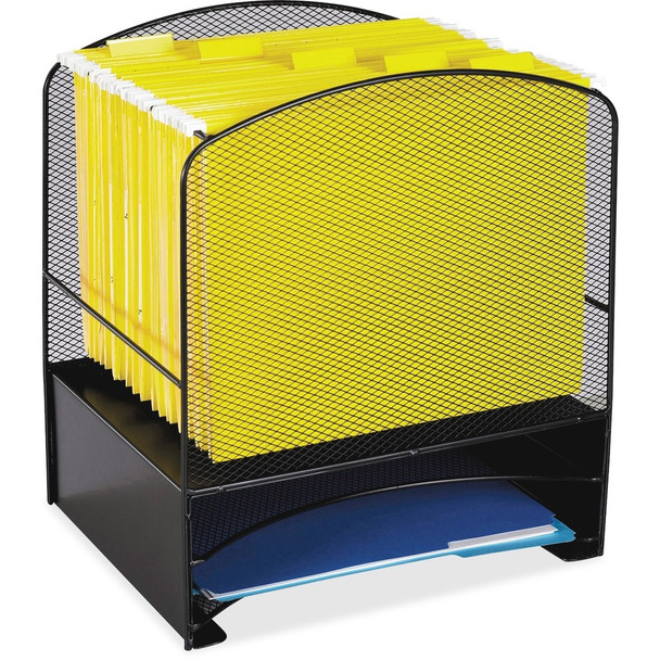 Safco Mesh Hanging File and Letter Tray Rack - Letter - Steel - Black - 1 Each