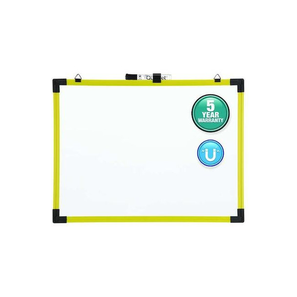 Dry Erase Board, Steel, 9 in, 12 in, Plastic Frame, White, Gloss