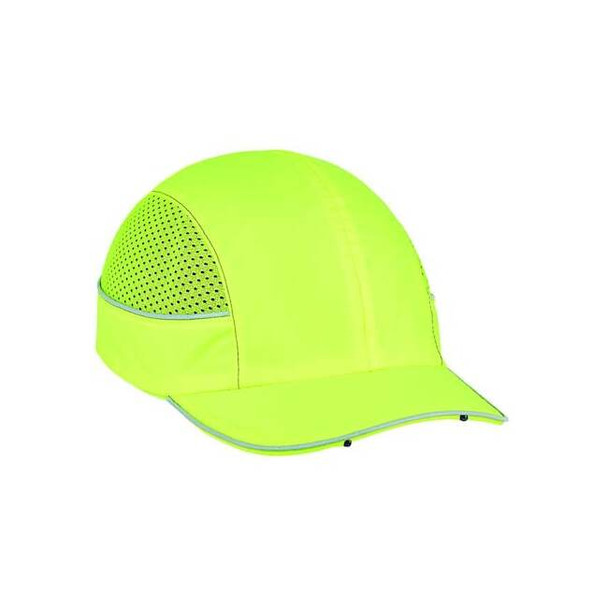 Bump Cap, Short Brim Baseball, ABS, Hook-and-Loop Suspension, Hi-Visibility Lime