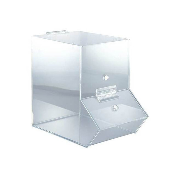 Dispensing Bin, Clear, Acrylic, 9 1/2 in L x 5 1/2 in W x 9 in H