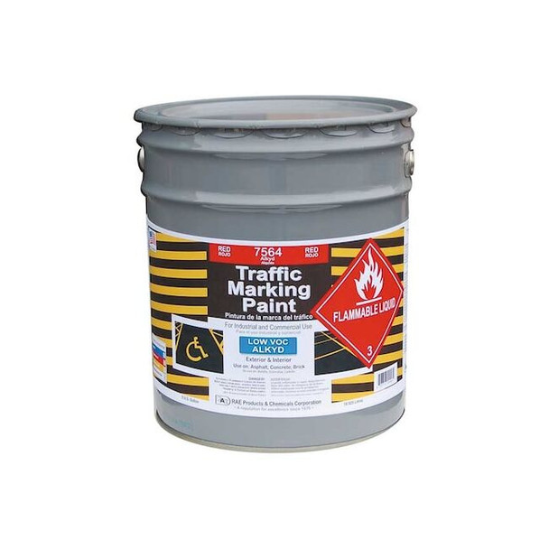 Rae Traffic Zone Marking Paint, 5 Gal., Red, Alkyd Solvent -Based 7564-05