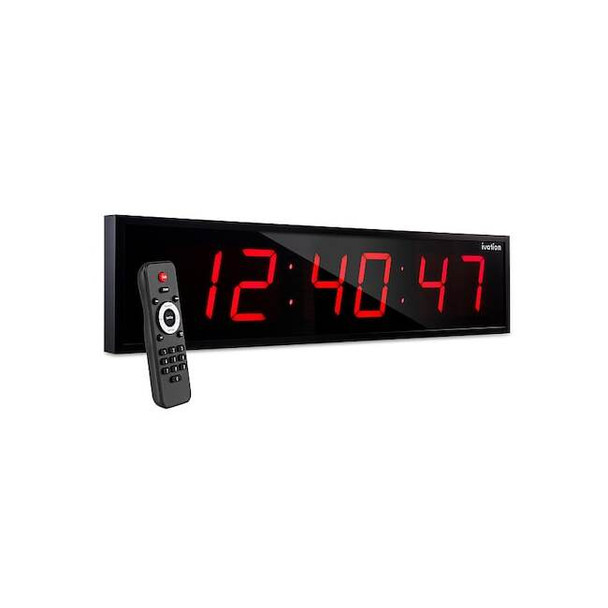 Ivation Digital Clock,LED,Rectangle,48" W,Red JID0148TRED