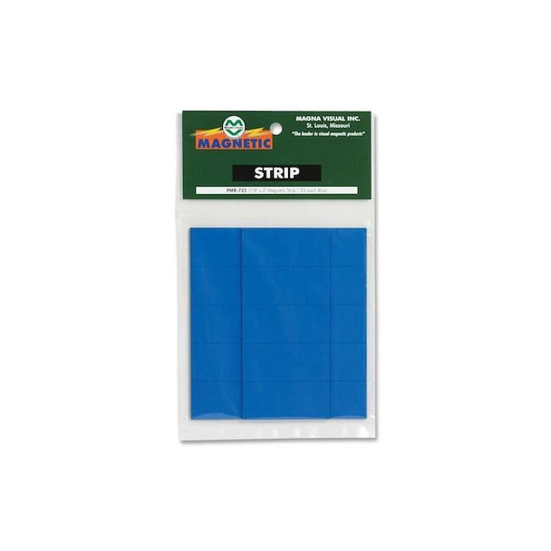 Magna Visual Magnetic Strips,Pre-Cut,2in,Blue,PK25 PMR-725