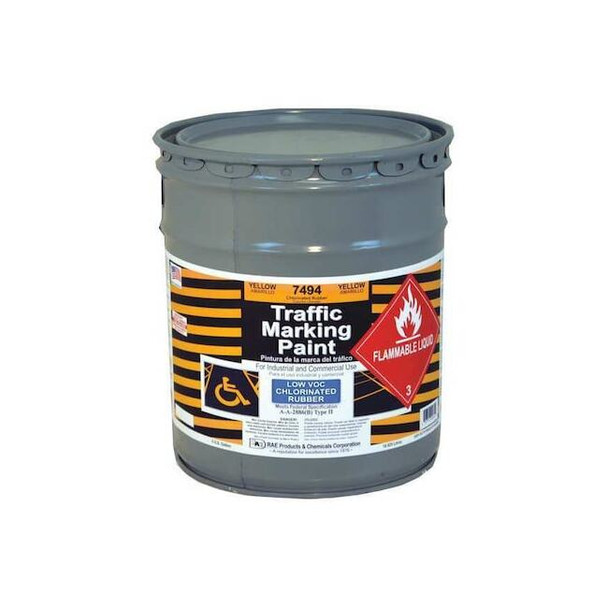 Traffic Zone Marking Paint, 5 Gal., Yellow, Chlorinated Solvent -Based
