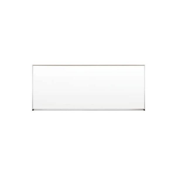 Dry Erase Board, Porcelain, 48 in, 120 in, Aluminum Frame, White, Gloss