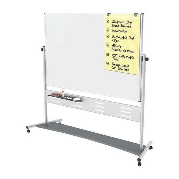 Dry Erase Board, Steel, 80 in, 76 in, Aluminum Frame, White, Matte