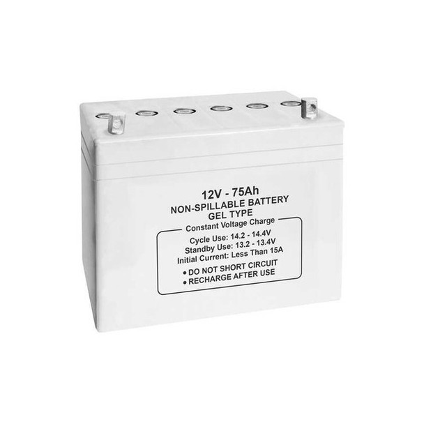 Manufacturer Varies Sealed Lead Acid Battery,12V,75Ah,GEL 47045