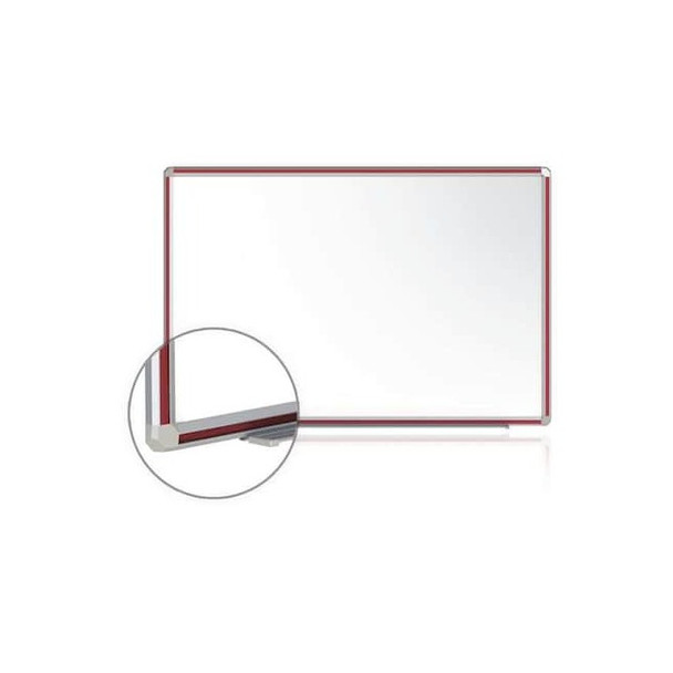 Dry Erase Board, Porcelain, 36 in, 48 in, Aluminum Frame, White, Matte