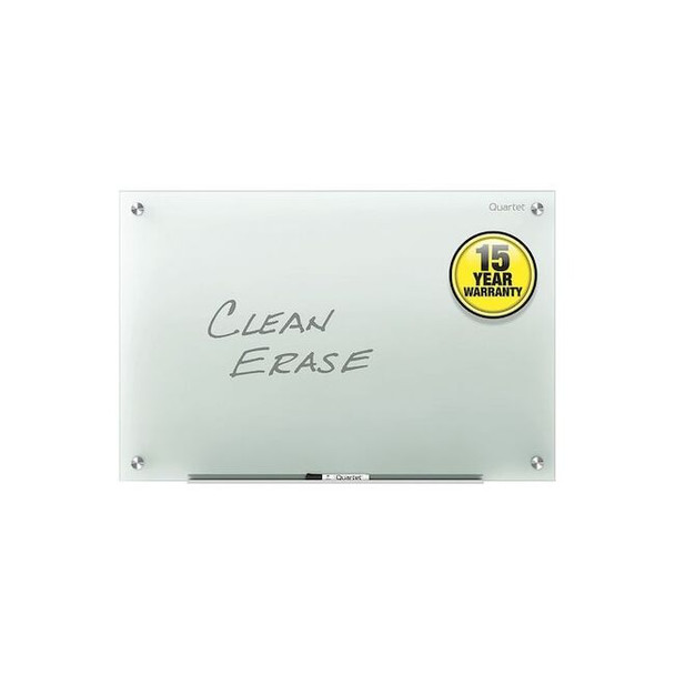 Dry Erase Board, Glass, 18 in, 24 in, No Frame Frame, Frosted White, Gloss