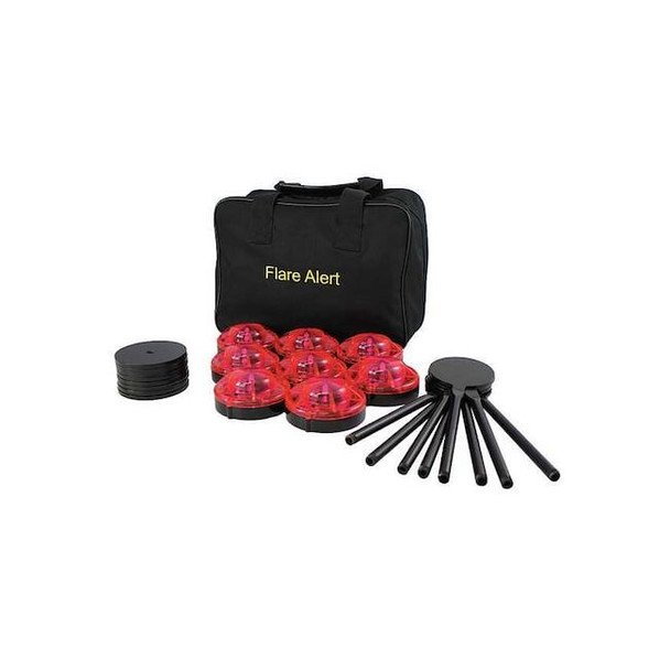 Flarealert LED Road Flare Kit, Red, 120 FPM, Magnetic Base B8RBP2FULL