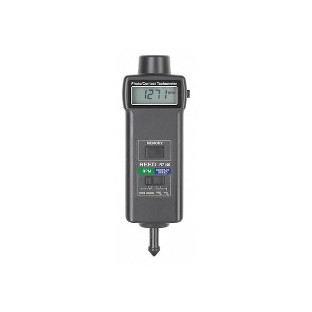 Reed Instruments Tachometer, +/-0.05% RPM Acc, LCD R7140