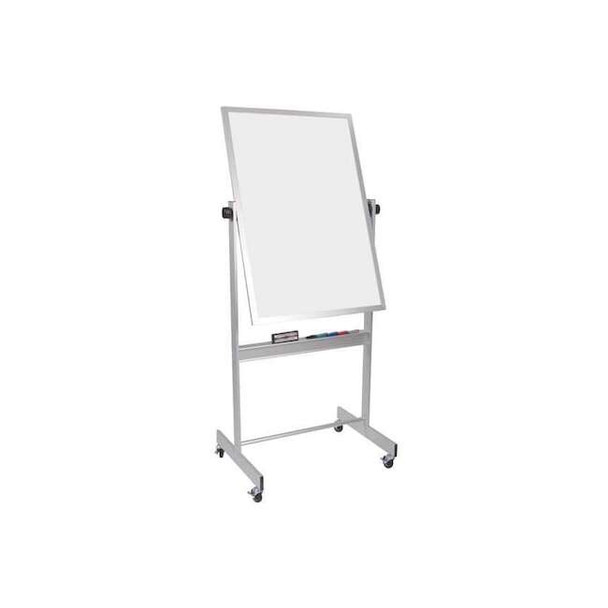 Dry Erase Board, Porcelain, 40 in, 30 in, Aluminum Frame, White, Gloss