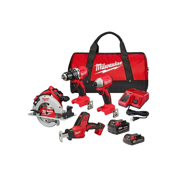 Milwaukee Tool CordlessToolKit,(1)2.0Ah;(1)4.0Ah 3693-24CX