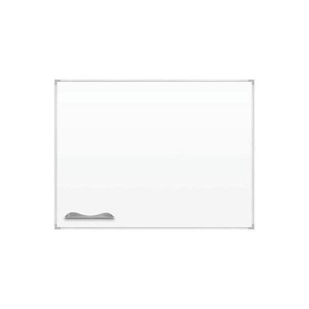Dry Erase Board, Porcelain, 36 in, 48 in, Aluminum Frame, White, Gloss