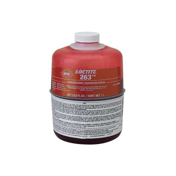 Primerless Threadlocker, LOCTITE 263, Red, High Strength, Liquid, 1L Bottle