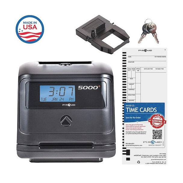 Pyramid Auto Totaling Time Clock,Digital 5000