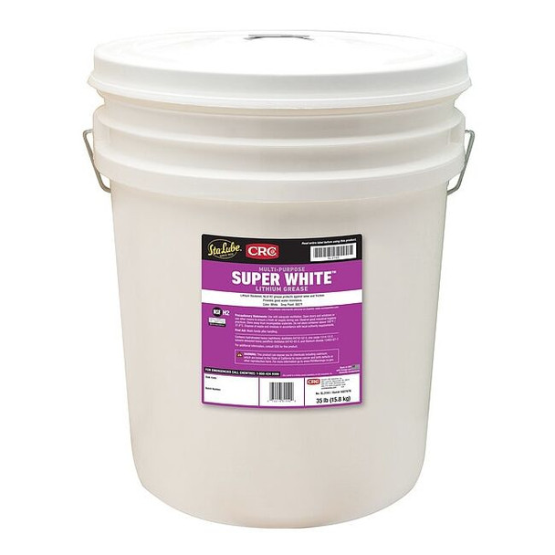 Multipurpose Grease, 35 lb, Pail, Mineral Base, 300 Degrees F Max Op Temp, White