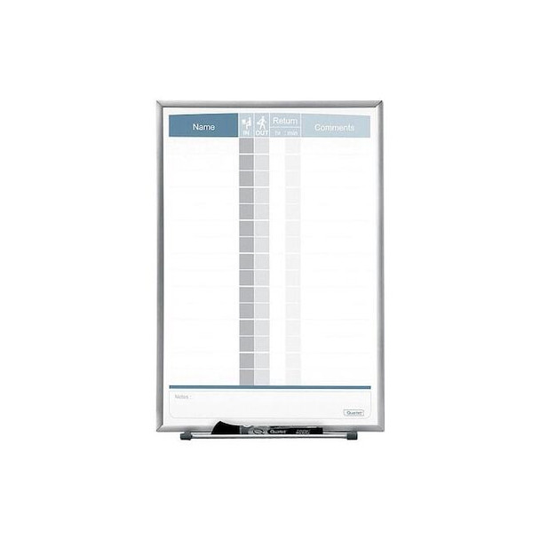 In/Out Board, Steel, 16 in, 11 in, Aluminum Frame, White/Gray, Gloss