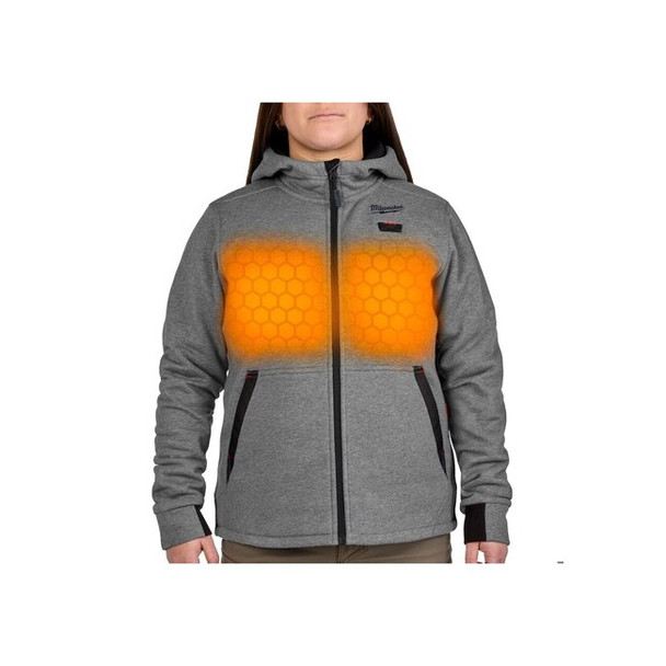 Women's Heated Hoodie, Up to 8 hours Time, Zipper Closure, Gray, Size S